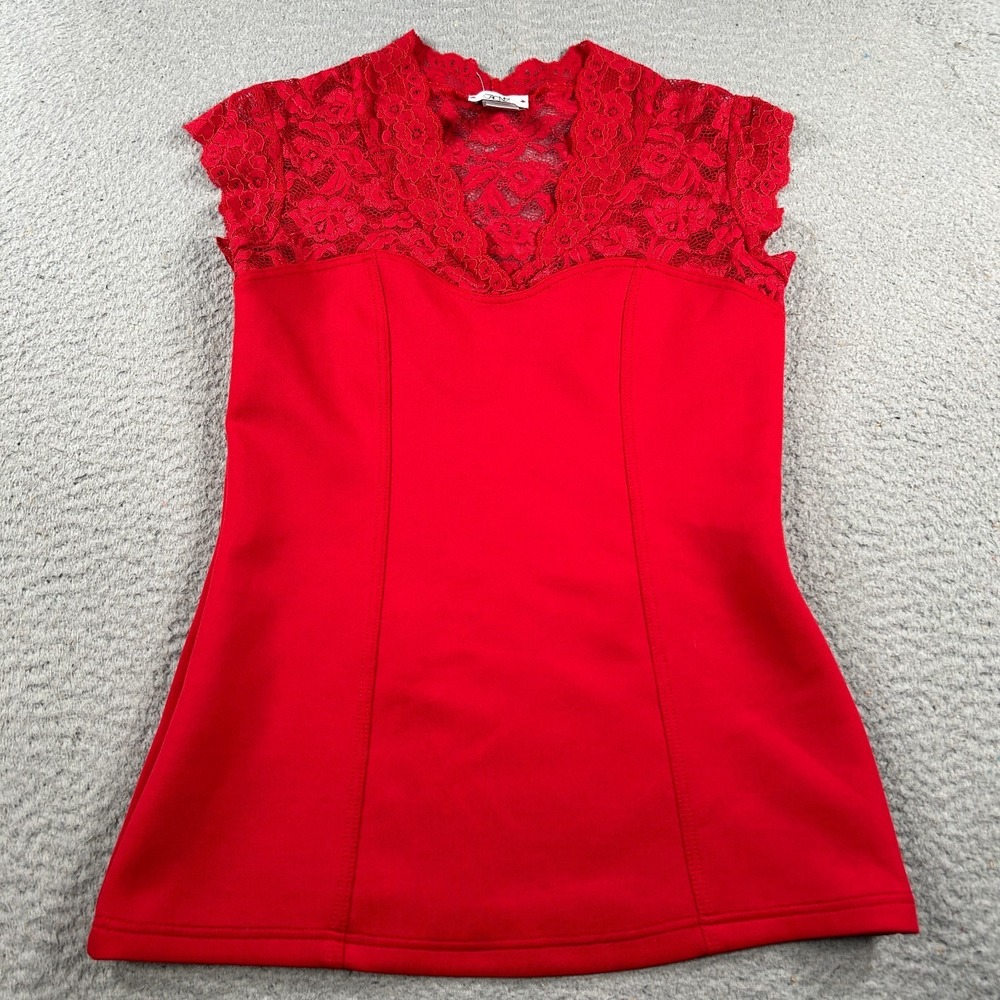 Cache Dress Womens Small Red Sheath Sleeveless Classic Minimalist Party Cocktail